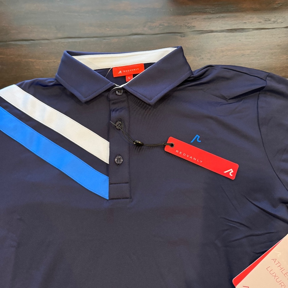 Redvanly Men’s Large Midnight Navy Westin Performance Polo MSRP $110 - Picture 2 of 6